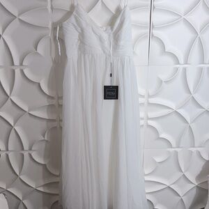 NEW Ieena max Duggal faux wrap midi cocktail dress white sz M.  (87)